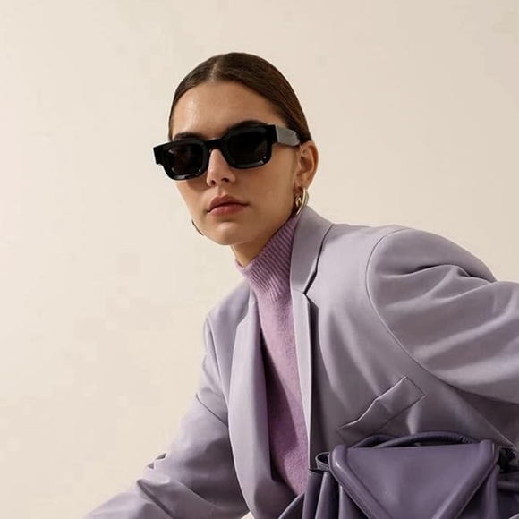 Luxury Thick Retro Small Square Frame Trendy Hip Hop Men Women Black Sunglasses - Picture 3 of 5